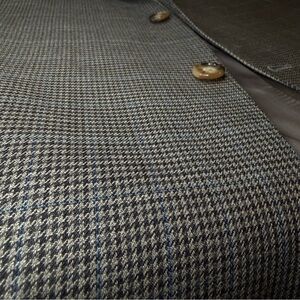 Lauren Ralph Lauren Houndstooth 50R Jacket Silk Wool Blend Sport Coat Slim Fit